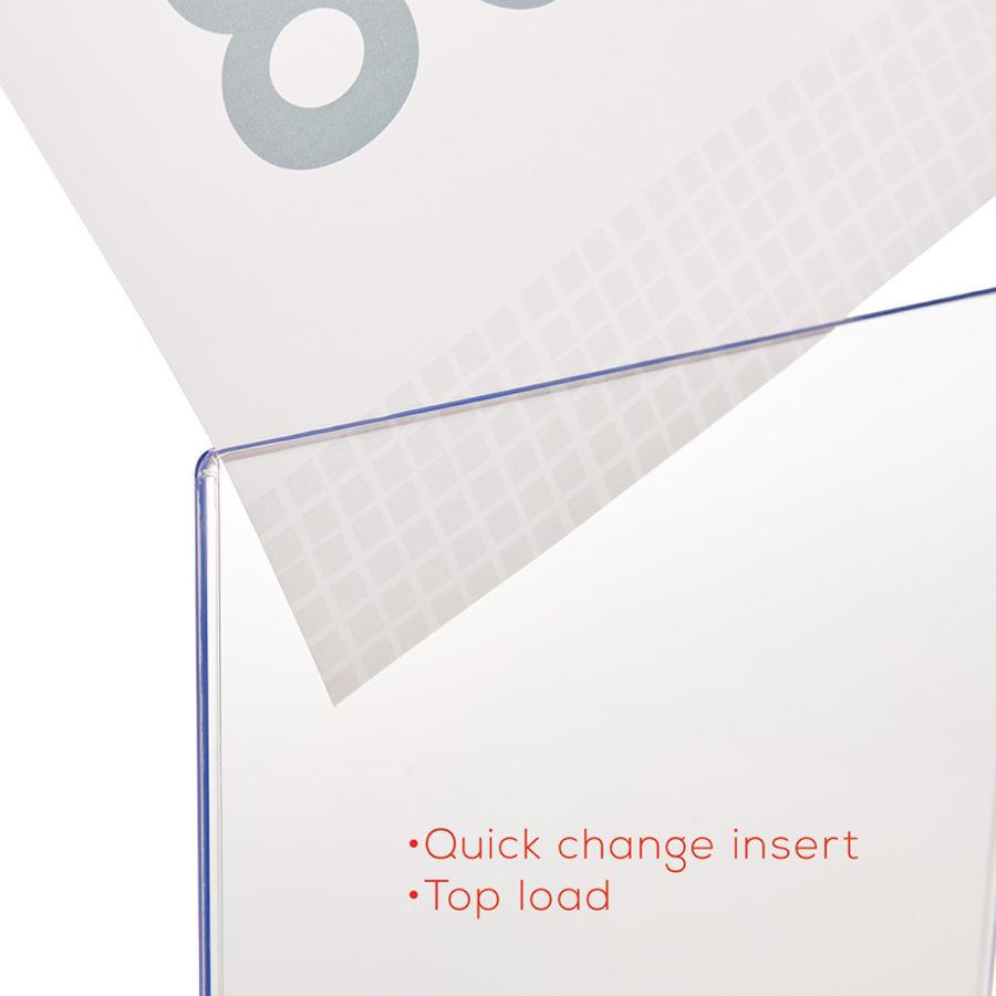 Deflecto Superior Image Double-Sided Sign Holder - Support 8.50'' x 11'' Media - Plastic - 1 Each - Clear - deflecto