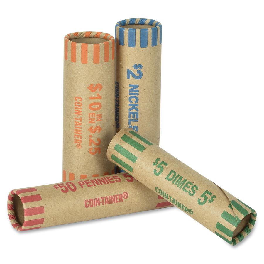 PAP-R Tubular Coin Wrappers - Total $0.50 in 50 Coins of 1¢ Denomination - Heavy Duty, Burst Resistant - Kraft - Red - 1000 / Box