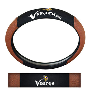 Minnesota Vikings Steering Wheel Cover Premium Pigskin Style - Team Promark