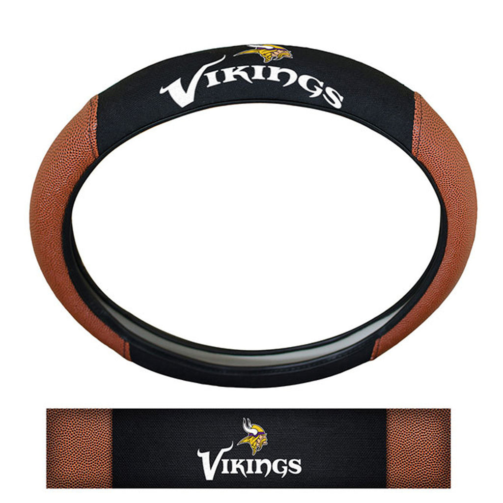 Minnesota Vikings Steering Wheel Cover Premium Pigskin Style - Team Promark