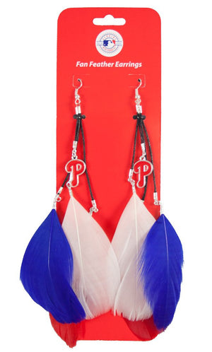 Philadelphia Phillies Team Color Feather Earrings CO - Little Earth