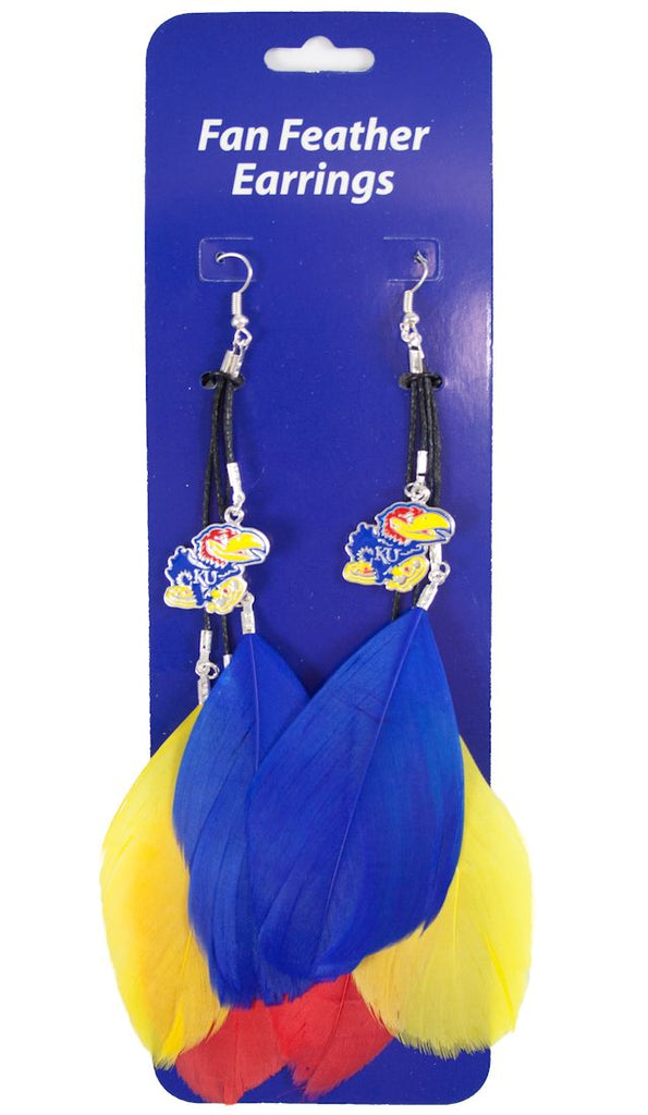 Kansas Jayhawks Team Color Feather Earrings CO - Little Earth