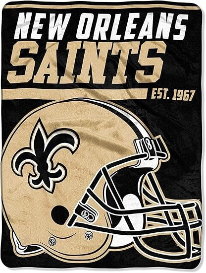 New Orleans Saints Blanket 46x60 Micro Raschel 40 Yard Dash Design Rolled - The Northwest Company