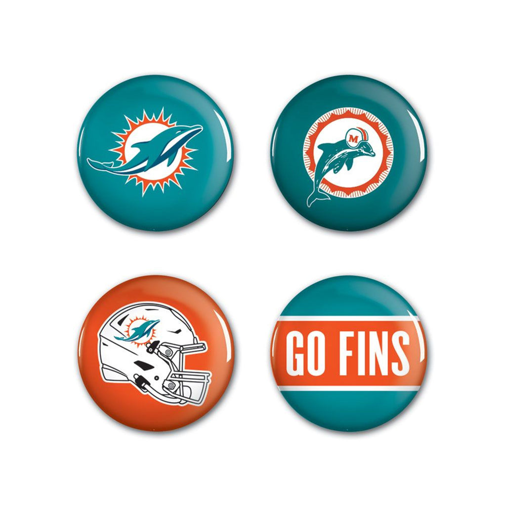 Miami Dolphins Buttons 4 Pack - WinCraft