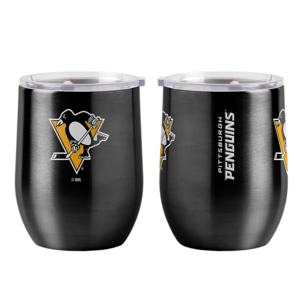 Pittsburgh Penguins Travel Tumbler 16oz Stainless Steel Curved - Logo Brands