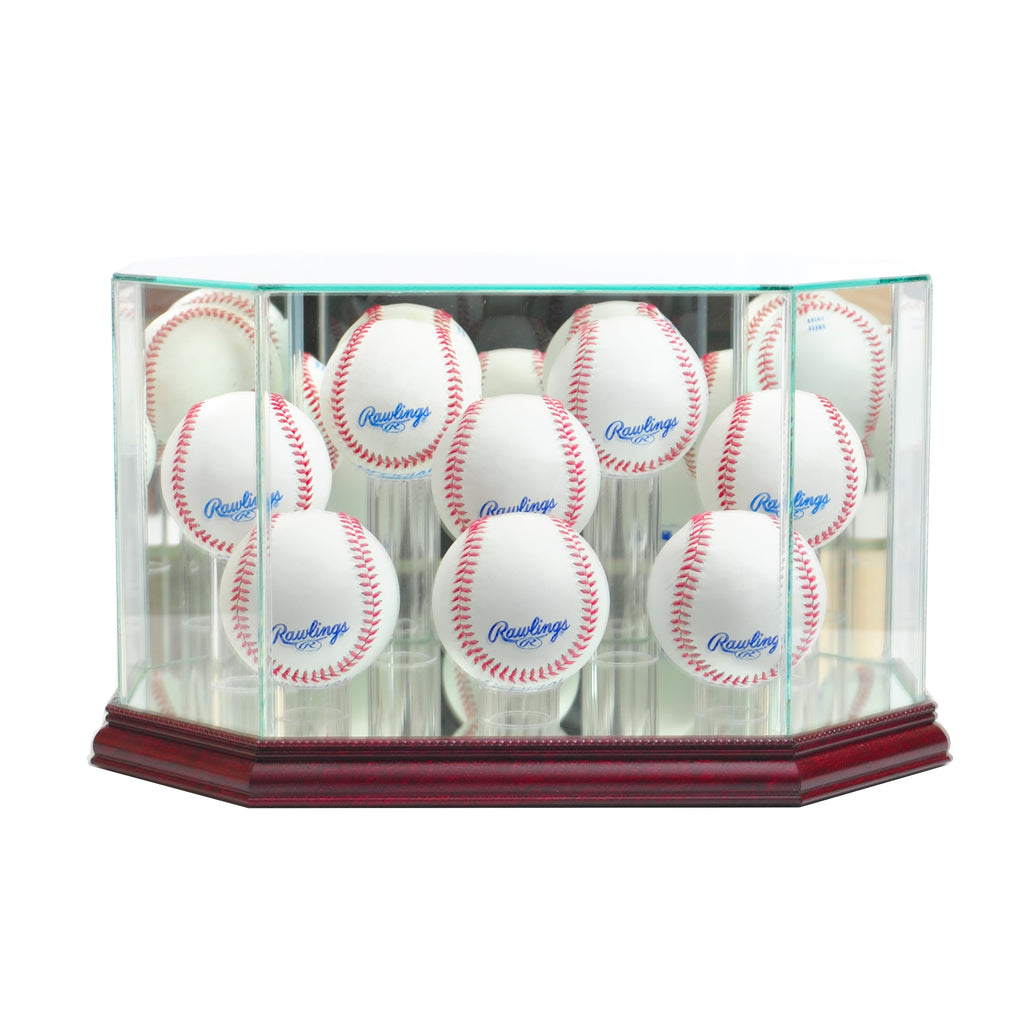 Octagon 8 Baseball Display Case with Cherry Moulding
