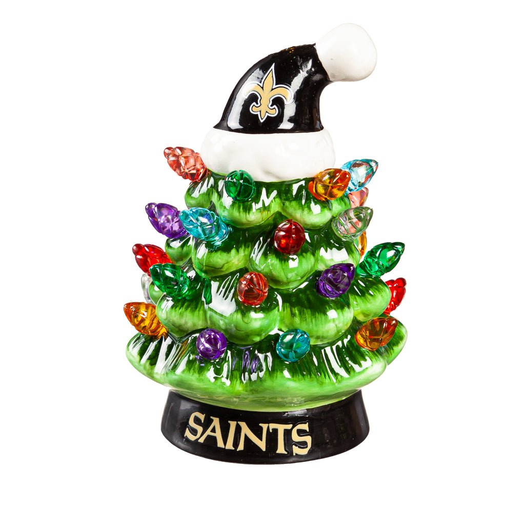 New Orleans Saints Christmas Tree 4 Inch LED Tabletop - Evergreen Enterprises