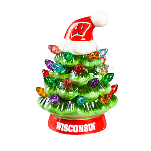 Wisconsin Badgers Christmas Tree 4 Inch LED Tabletop - Evergreen Enterprises