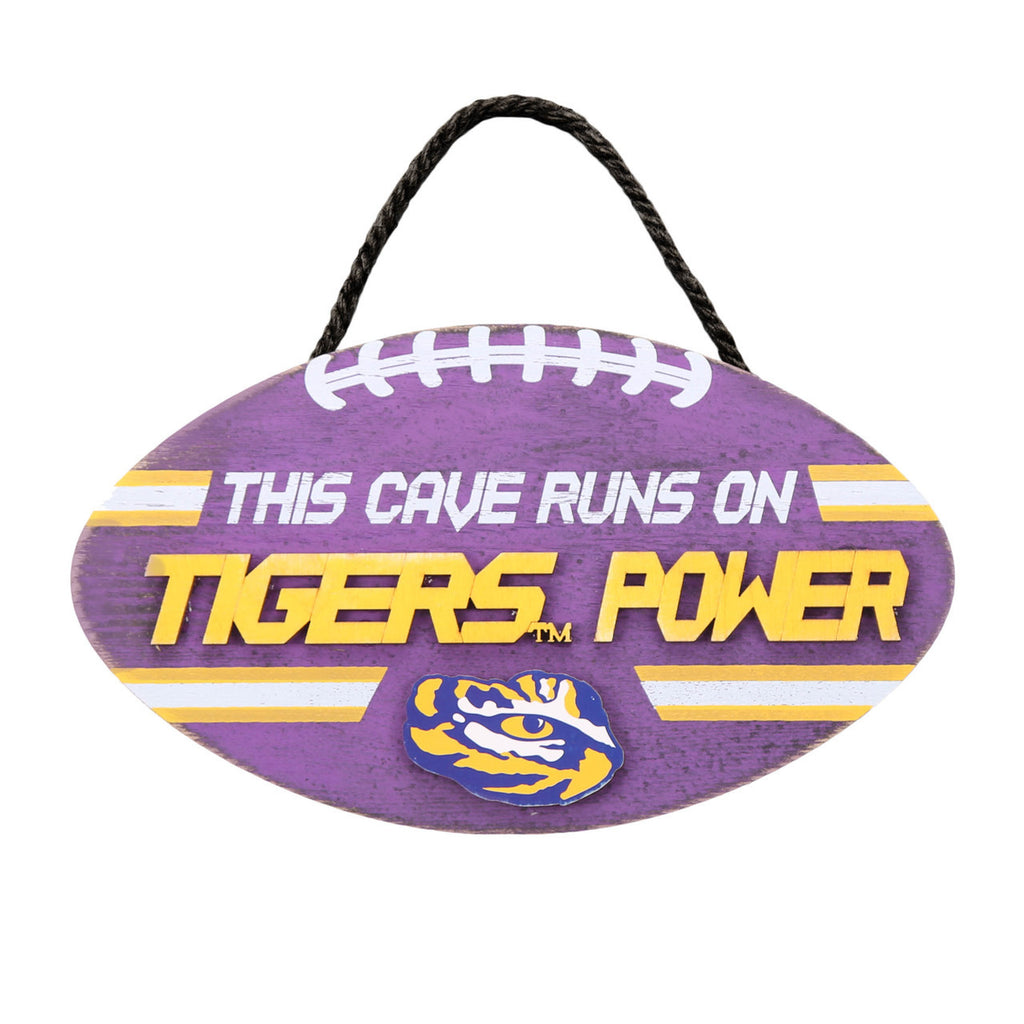LSU Tigers Sign Wood Football Power Design - Forever Collectibles