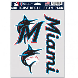 Miami Marlins Decal Multi Use Fan 3 Pack - WinCraft