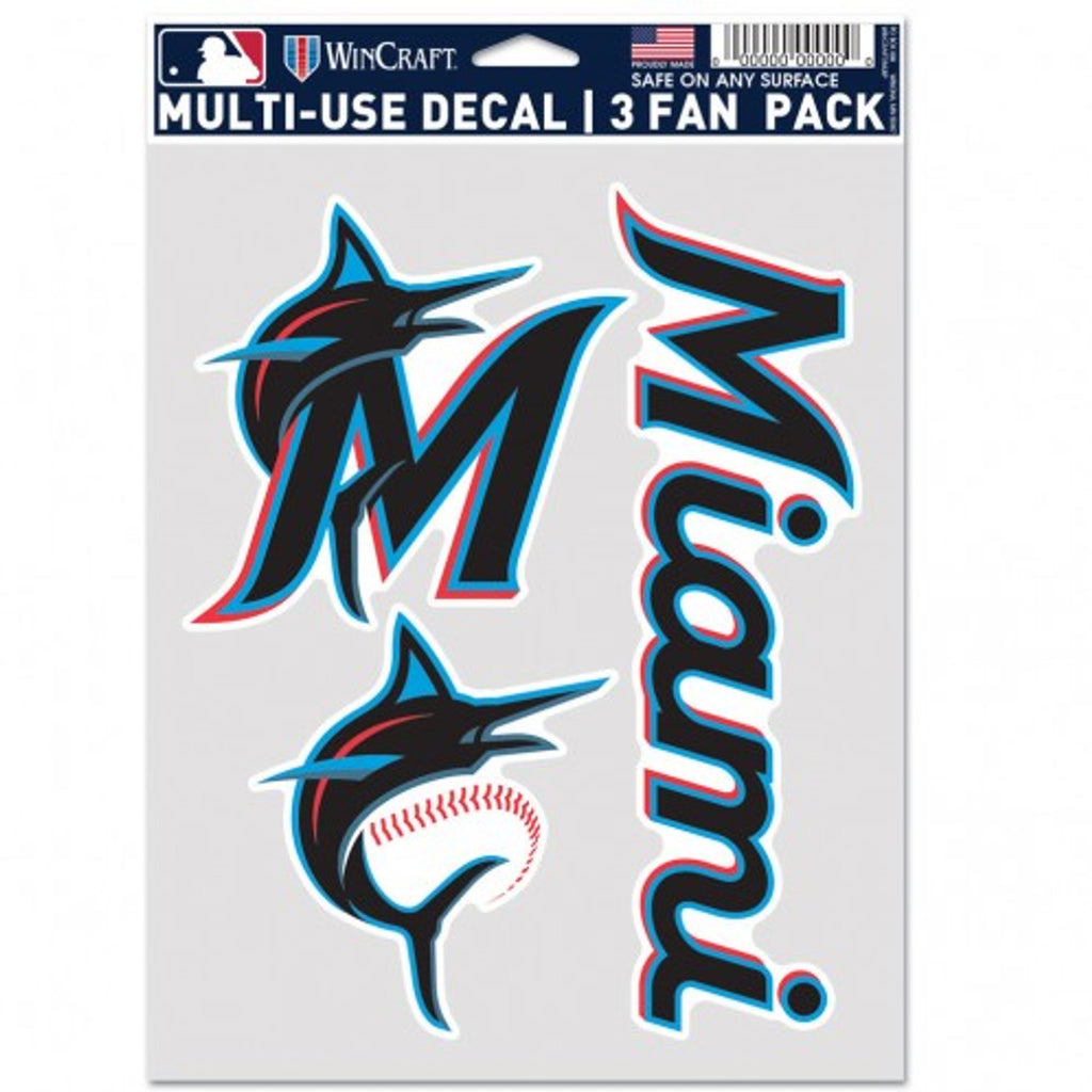 Miami Marlins Decal Multi Use Fan 3 Pack - WinCraft