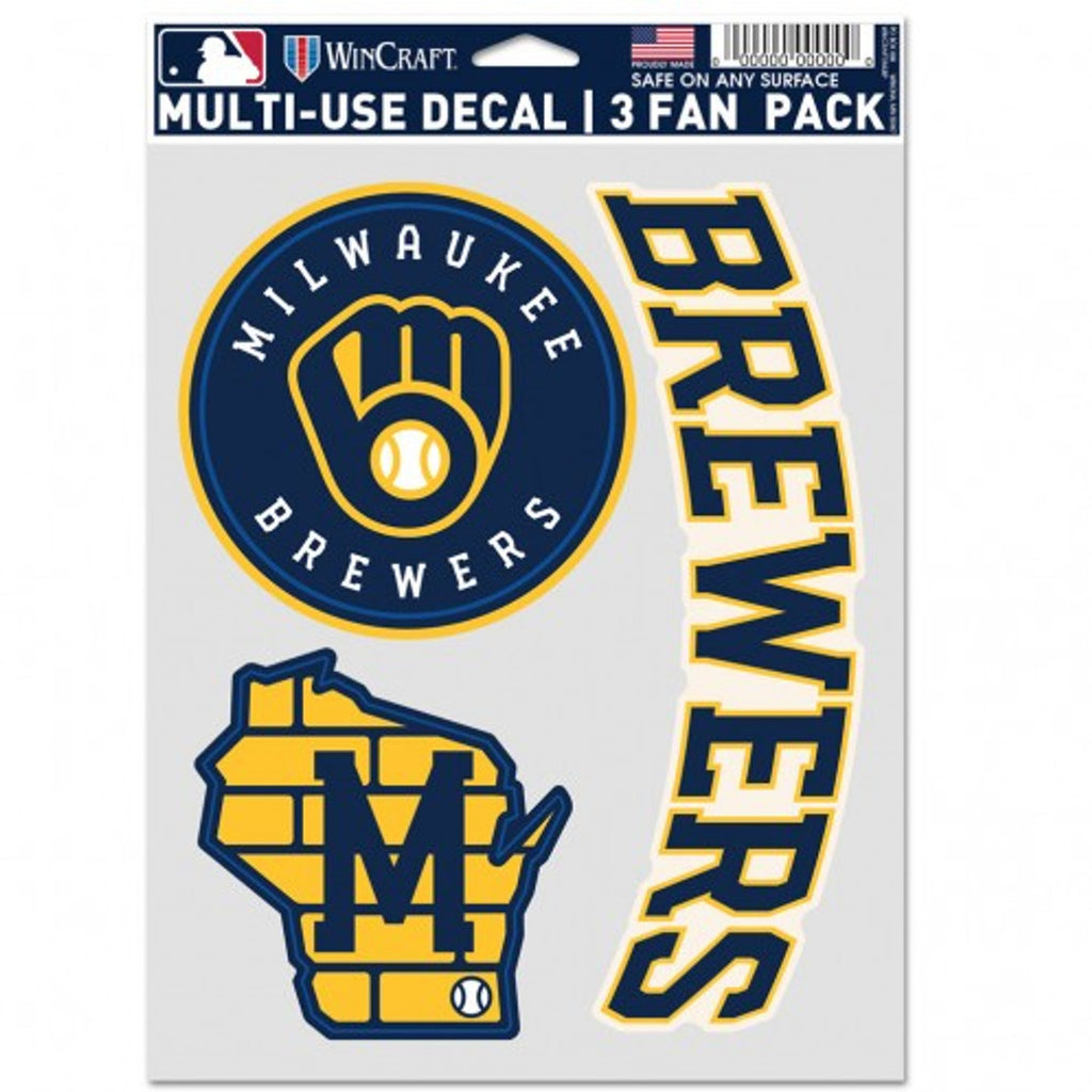 Milwaukee Brewers Decal Multi Use Fan 3 Pack - WinCraft