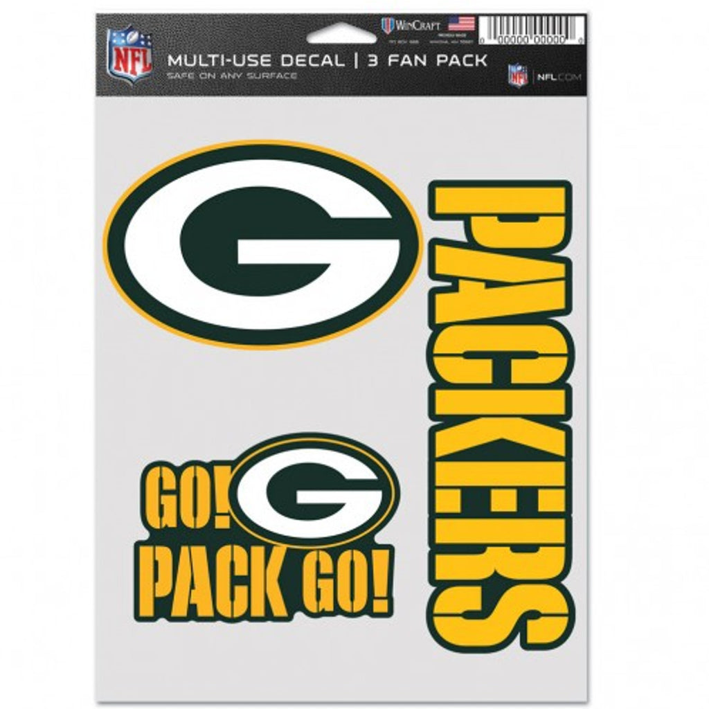 Green Bay Packers Decal Multi Use Fan 3 Pack - WinCraft