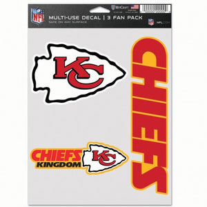 Kansas City Chiefs Decal Multi Use Fan 3 Pack - WinCraft