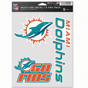 Miami Dolphins Decal Multi Use Fan 3 Pack - WinCraft