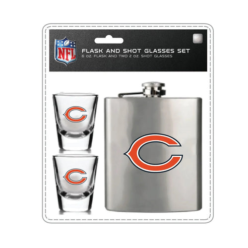 Chicago Bears Flask and Shot Glass Set - Mojo Licensing