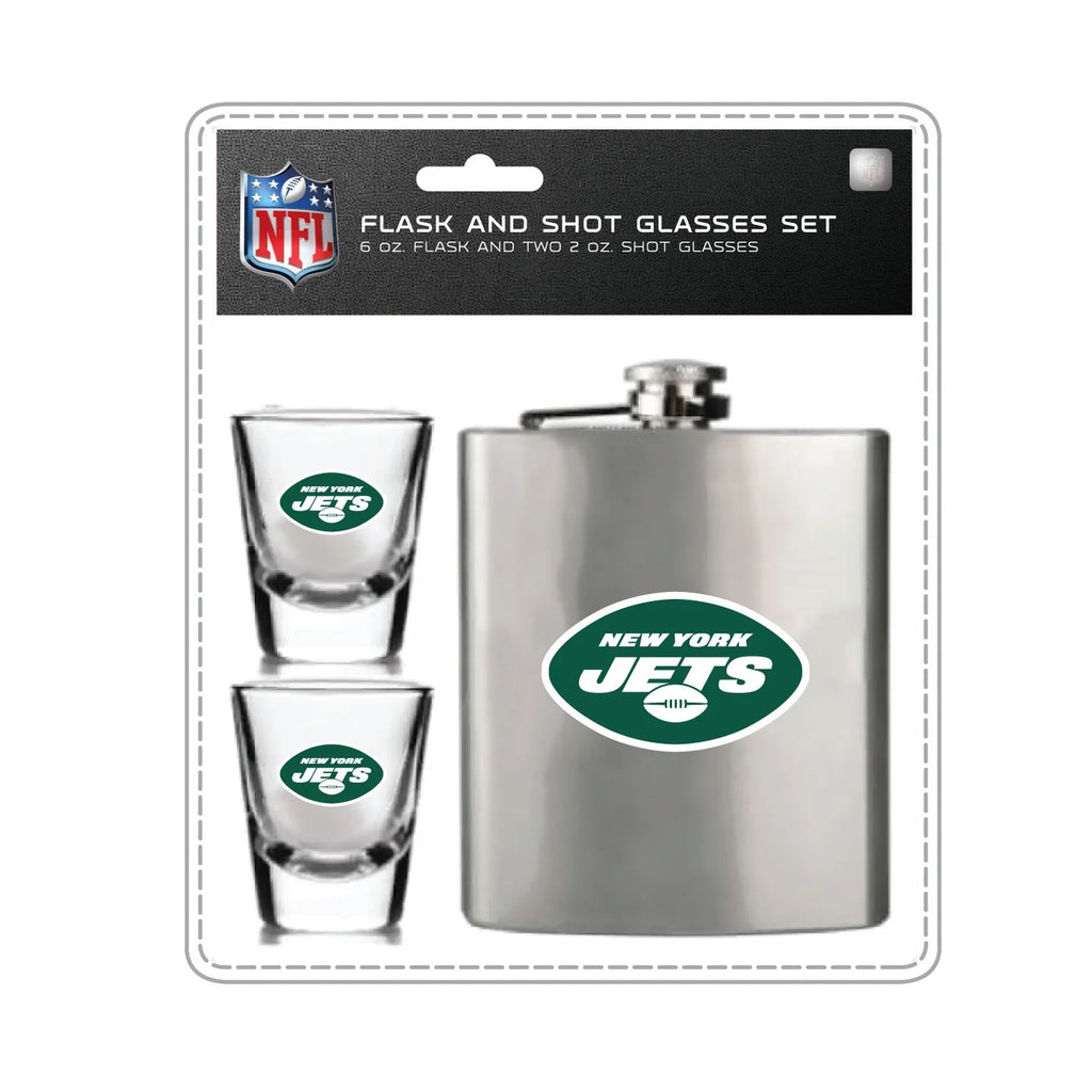 New York Jets Flask and Shot Glass Set - Mojo Licensing