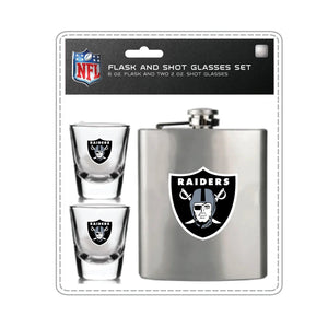 Las Vegas Raiders Flask and Shot Glass Set - Mojo Licensing