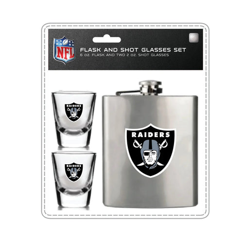 Las Vegas Raiders Flask and Shot Glass Set - Mojo Licensing