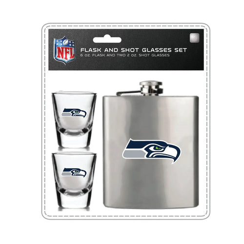Seattle Seahawks Flask and Shot Glass Set - Mojo Licensing