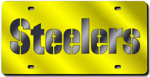 Pittsburgh Steelers License Plate Laser Cut Yellow - Rico Industries