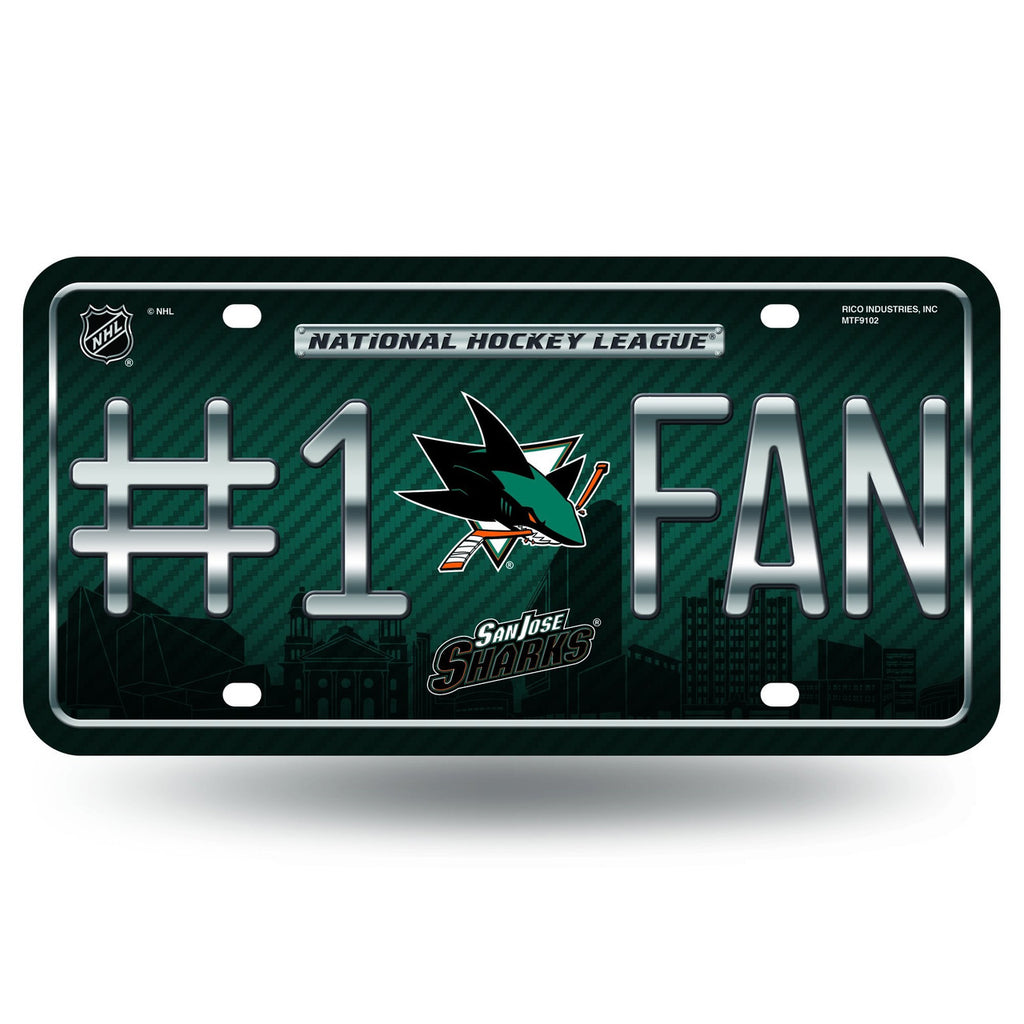 San Jose Sharks License Plate  - #1 Fan - Rico Industries