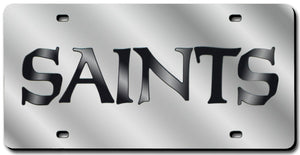 New Orleans Saints License Plate Laser Cut Silver - Rico Industries
