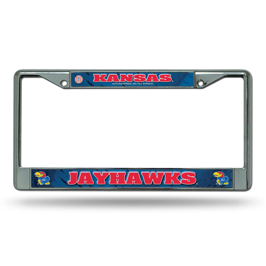 Kansas Jayhawks License Plate Frame Chrome - Rico Industries