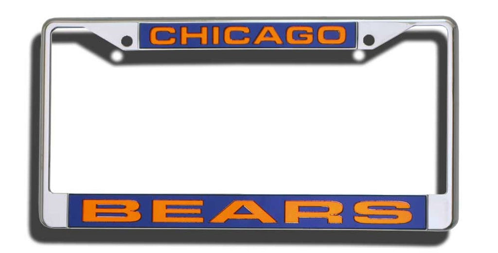 Chicago Bears License Plate Frame Laser Cut Chrome - Rico Industries