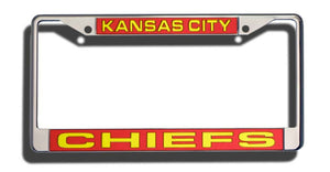 Kansas City Chiefs License Plate Frame Laser Cut Chrome - Rico Industries