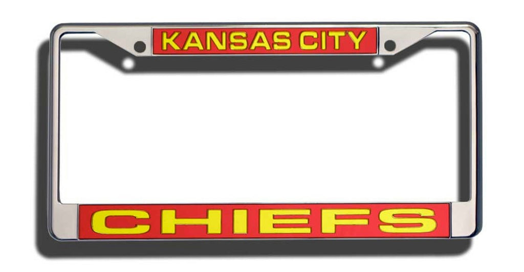 Kansas City Chiefs License Plate Frame Laser Cut Chrome - Rico Industries