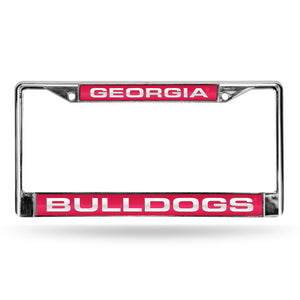 Georgia Bulldogs Laser Cut Chrome License Plate Frame - Rico Industries