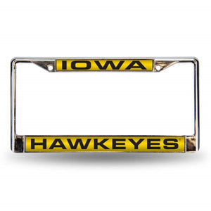 Iowa Hawkeyes Laser Cut Chrome License Plate Frame - Special Order - Rico Industries