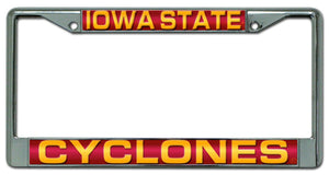 Iowa State Cyclones License Plate Frame Laser Cut Chrome - Rico Industries