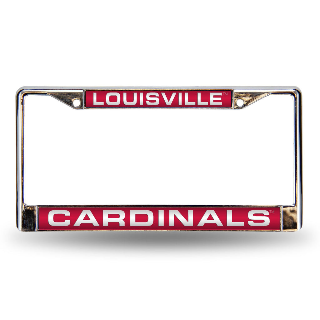 Louisville Cardinals License Plate Frame Laser Cut Chrome Special Order - Rico Industries
