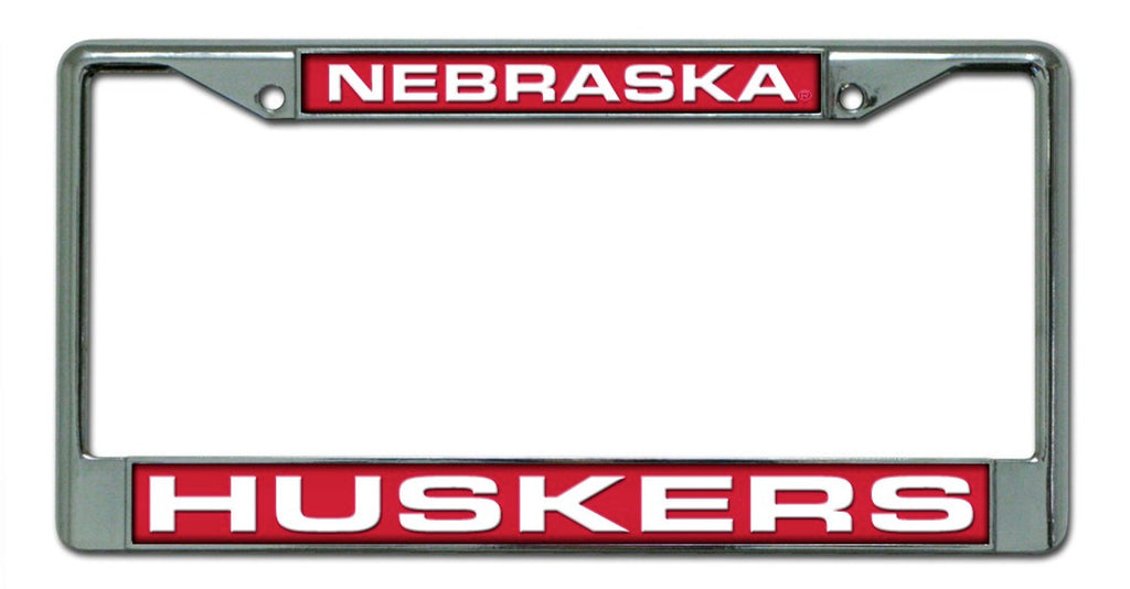 Nebraska Cornhuskers License Plate Frame Laser Cut Chrome - Rico Industries