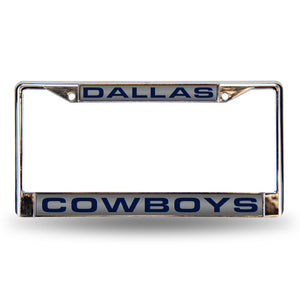 Dallas Cowboys License Plate Frame Laser Cut Chrome Silver - Rico Industries