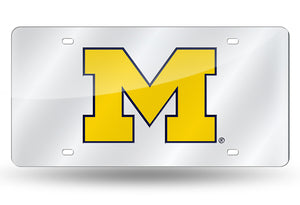 Michigan Wolverines License Plate Laser Cut Silver - Rico Industries