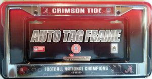 Alabama Crimson Tide License Plate Frame Chrome 2012 National Champ - Rico Industries