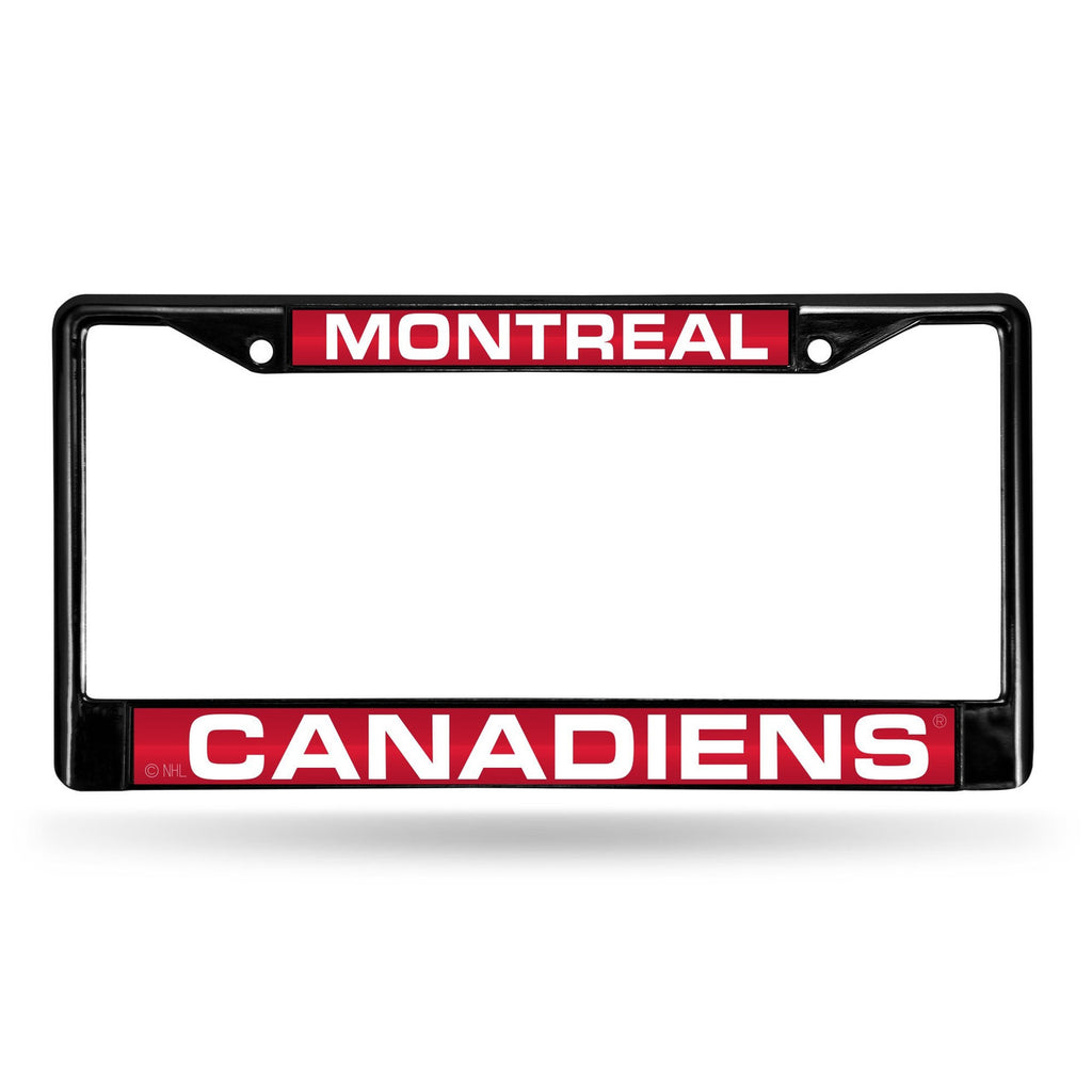 Montreal Canadiens License Plate Frame Laser Cut Chrome Black - Rico Industries