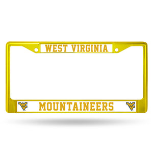 West Virginia Mountaineers License Plate Frame Metal Yellow - Special Order - Rico Industries
