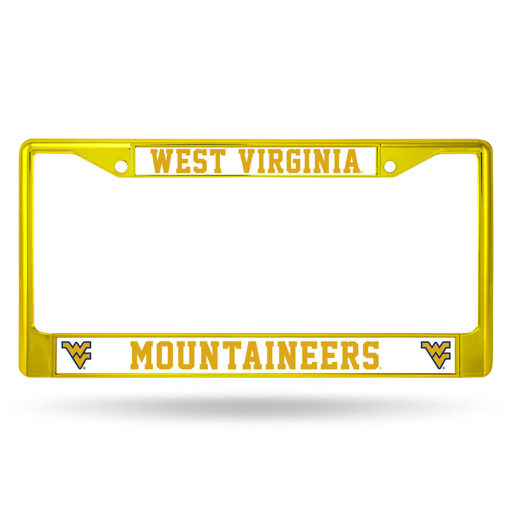 West Virginia Mountaineers License Plate Frame Metal Yellow - Special Order - Rico Industries