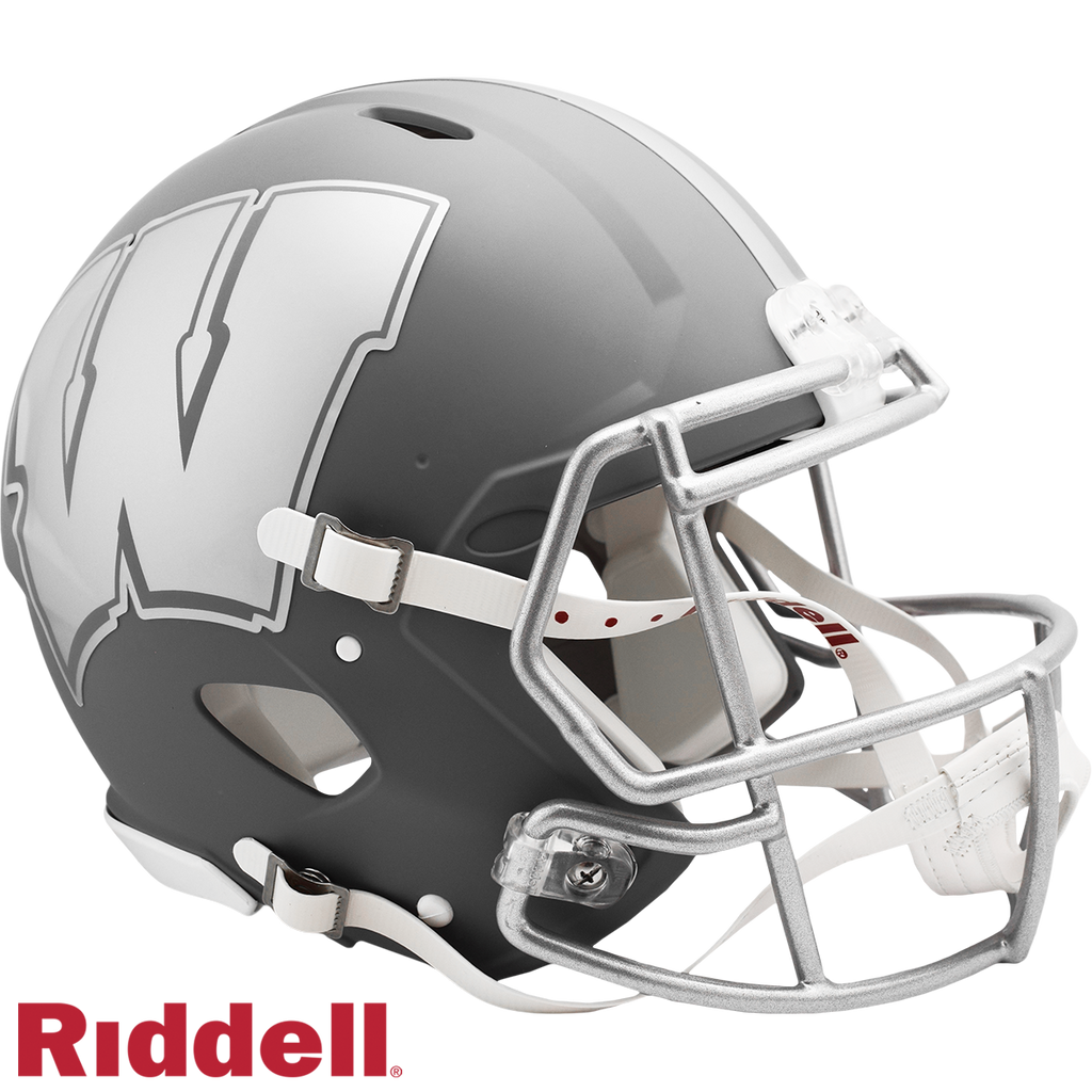 Wisconsin Badgers Helmet Riddell Authentic Full Size Speed Style Slate Alternate - Riddell