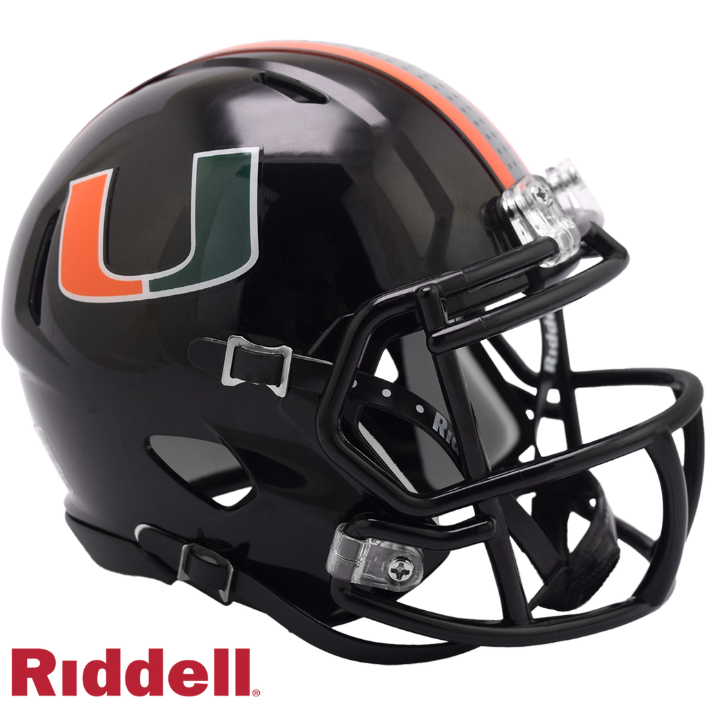 Miami Hurricanes Helmet Riddell Replica Mini Speed Style Black - Riddell