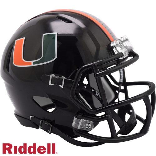 Miami Hurricanes Helmet Riddell Replica Mini Speed Style Black - Riddell