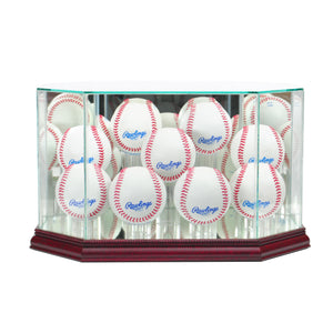 Octagon 9 Baseball Display Case with Cherry Moulding