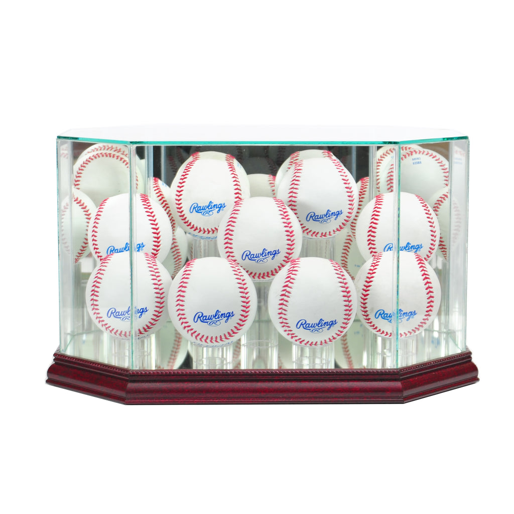 Octagon 9 Baseball Display Case with Cherry Moulding