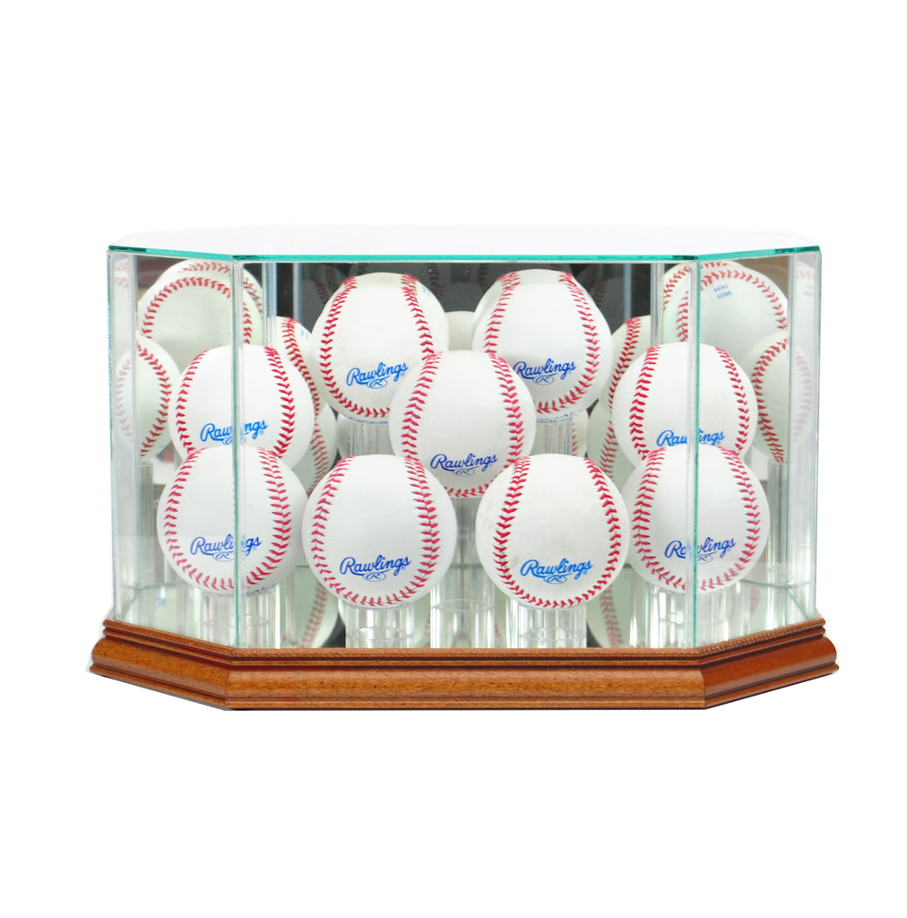 Octagon 9 Baseball Display Case with Walnut Moulding