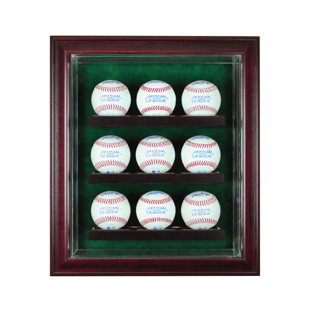 9 Baseball Cabinet Style Display Case with Cherry Moulding