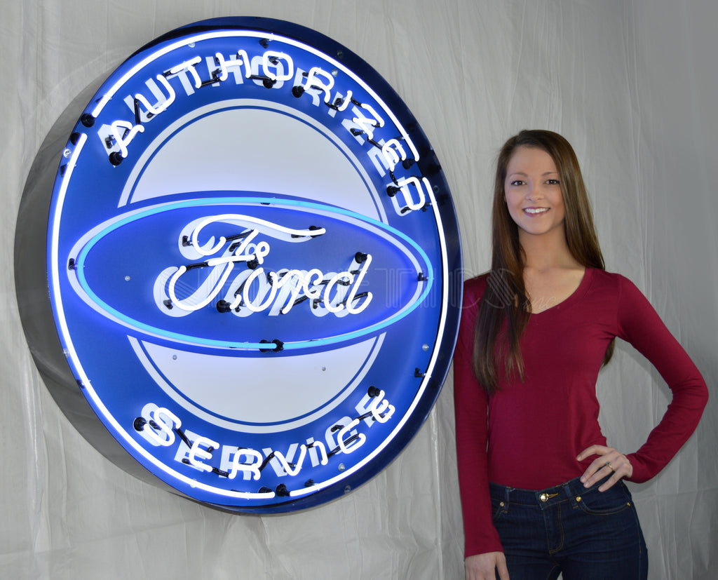 Authorized Ford Service 36 Inch Neon Sign In Metal Can